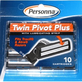 Personna Twin Pivot Plus Cartridges with Lubricating Strip for Atra & Trac Ii Razors - 2 Packs of 10 Blades