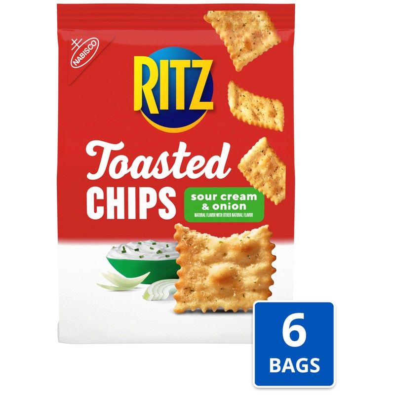 RITZ Toasted Chips Sour Cream and Onion Crackers, Party Snacks,