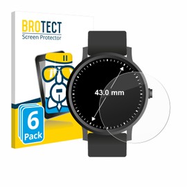 BROTECT Protective Glass for Watches (Circular Round, Diameter: 43 mm) (Pack of 6) Protective Film Tempered Glass [Extremely Scratch-Resistant 9H, Anti-Fingerprint, UL