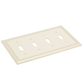 Henne Bery Sunken Pearls Heavy Duty Decorative Wall Plate Switch Plate Outlet Cover (Quad Toggle, Light Almond)