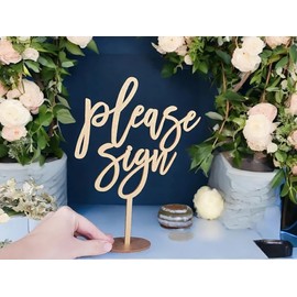 Please Sign Table Sign,Wooden Wedding Party Decoration,Wedding Guest Book Please Table Decoration for Bridal Shower Party Decoration