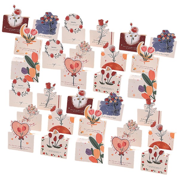 HannaFires 3D Mini Greeting Cards - Mixed Roses Collection, Folding