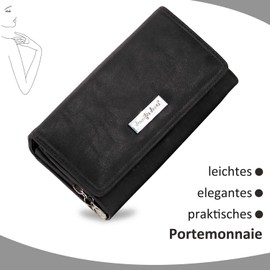ekavale Women's Wallet with Many Card Slots - Faux Leather Wallet - Purse for Women - Wallet Women, black, Classic