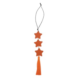 VekAuto 1 Pc Faux Leather Five-pointed Star Tassel Car Rear View Mirror Pendant Accessories Car Hanging Ornament Orange