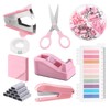 Glarks 1008pcs Pink Office Supplies Kit Desk Accessories Include Stapler,