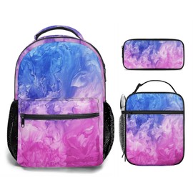 Jollitot Girls Backpack with Lunch Box Kids Bookbag Set Water Resistant School Bag Set for Girls Large Capacity Back to School Gifts Mochilas Escolares para Niñas Tie Dye Purple