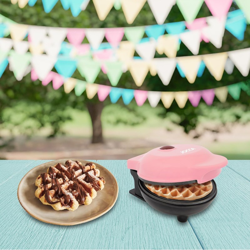 Jocca - Round Waffle Iron in Pink, 500 W, Non-Stick
