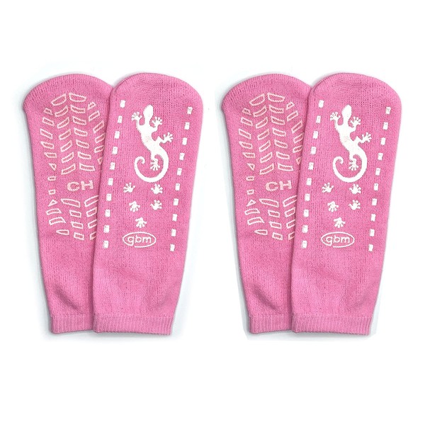 GBM Geckos - Double Tread Non-Slip Safety Socks 2-PACK (Pink, Extra Large)