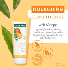 Klorane Nourishing Conditioner with Mango Butter, Moisturize and Hydrate Dry Hair, Paraben, Silicone, Sulfate Free, 6.7 Ounce