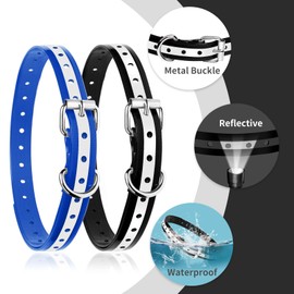 PaiPaitek Shock Collar Replacement Strap for Most of Training Collar, 3/4 Inch Dog Collar Replacement for Wireless Fence and Bark, Adjustable Waterproof TPU Collar Strap - 2 Pack