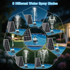 GAIZERL Solar Fountain Pump, Upgrade 3.5W Glass Panel Solar Water Pump Kits with Stake, 16.4ft Cable, 2000mAh Battery, White Led Lights, Solar Powered Bird Bath Water Pump for Hummingbird, Garden