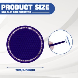 Kutyun 4Pcs Car Cup Coaster, 2.75" Universal Auto Car Cup Holder Insert Coasters, Non-Slip Crystal Rhinestone Drink Car Cup Mat, Universal Car Interior Accessories for Women Men (Dark Blue, Drilled)