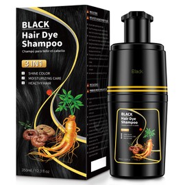 IIIMEIDU Black Hair Dye Shampoo, Schwarzes Haarfärbeshampoo 3 in1 für Graues Haar, Sofort Haarfarben für Männer und Frauen Hair Color Shampoo, Anti grau effekt, 500ml (Natural black-350ml)