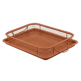 Baking with G&S Nonstick Crisper Basket with Baking Pan, Copper, 2 Piece Set, Durable and Easy to Use