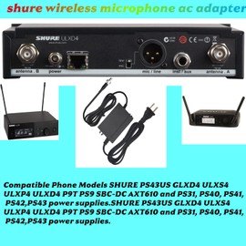 MSZLZTD 15V Power for shure Wireless Microphone ac Adapter, Compatible with ps43us shure Microphone Charger,for shure ulxd4 & for shure glxd4 and Compatible with shure glx Power Supply