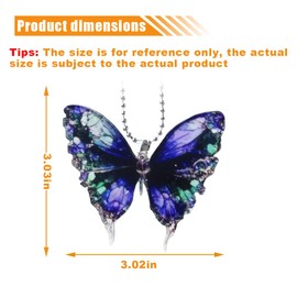 GLSOWEE Car Mirror Hanging Accessories - Cute Car Rear View Mirror Charm, Garden Hanging Pendant for Home Decoration, Multiple Occasions (Purple Butterfly)