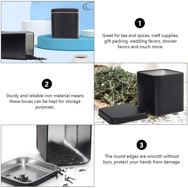 Square Black Metal Tins Empty Cube Steel Box Storage Container