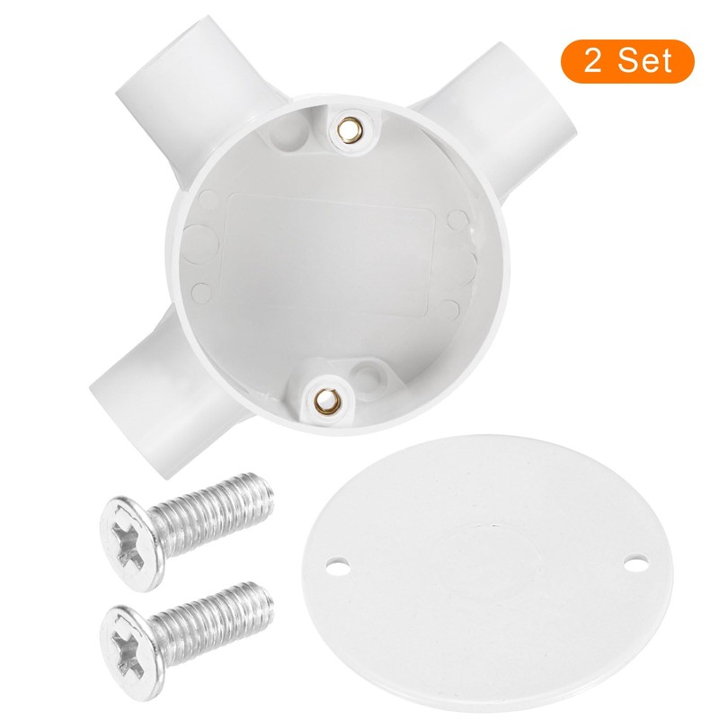 sourcing map 2Pcs PVC Conduit Box Junction Box 3 Way