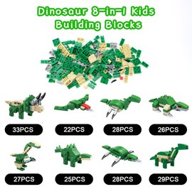 JTgugu Bausteine Set Jurassic Dinosaurier STEM 8 in 1 Bauspielzeug Dinosaurier Spielzeug Bausteine Bauspielzeugsets Dino Bausätze Geschenk für Jungen ab 6 7 8 9 10 11 12 13 14 Jahren
