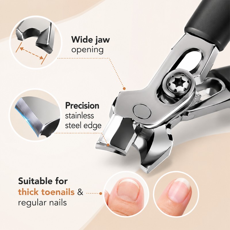 Nail Clipper Set for Thick Nails – Stainless Steel Wide