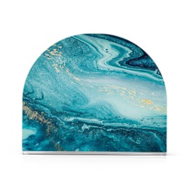 Napkin Holder for Table, Ocean and Gold Sands Acrylic Napkin Holder for Party Guest Cocktail Dispenser Paper Stand Kitchen Dining Room Decors