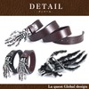 Laquest Men's Skull Hand Buckle Leather Belt Metal Buckle Punk