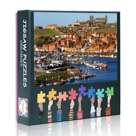1000 Piece Jigsaw Puzzle: Whitby Abbey on the Coast (50 x 70 cm) - Icon of Northern England, Picturesque Cultural Heritage Motif for Relaxation