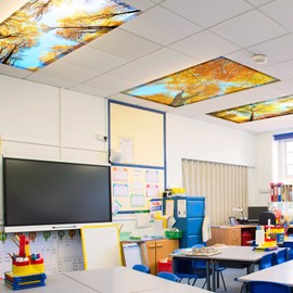 Retisee 16 Pcs Fluorescent Light Covers Led Drop Ceiling Light Decoration for Classroom Office Eliminate Harsh Glare Causing Eyestrain and Headaches (Autumn Forest)