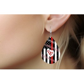 Fire Fighter Thin Red Line Earrings, Paramedics and First Responders Jewelry, Fire Dept Jewelry for Her, Fire Wife (Thin Red Line)