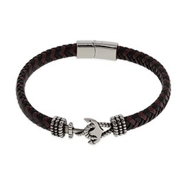 ROAL | Pulsera de piel con acero inóxidable con diseño de ancla en combinación de colores