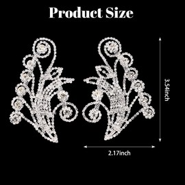 URROMA Wedding Dress Rhinestone Applique, 2 Pcs Crystal Applique Embellishment Sliver Rhinestone Patch for Bridal Shoe Decor DIY Supplies