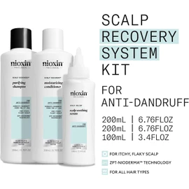 Nioxin Kit del Sistema Scalp Recovery™ - Picor y Caspa del Cuero Cabelludo - Champú Anticaspa, Acondicionador y Sérum(200+200+100ml)