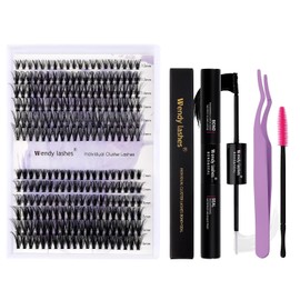 Lash Clusters Kit for Eyelash Extensions: 280Pcs, Ultra-light, DIY, Natural, Fluffy, Manga, Wispy, Waterproof, Anime, Manga, Cat Eye, FD-250210, 30+40P-0.07D-1216