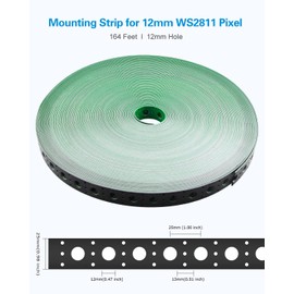 ALITOVE Mounting Strip for 12mm WS2811 Pixel 5V 12V 24V Addressable RGB LED Bullet Square String Lights, 164 Feet / 50 Meters per Roll, 1 inch / 25mm Hole Spacing, for Making Pixel Trees Grids