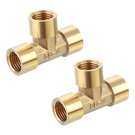 QUARKZMAN Brass Tee Pipe Fitting, 1/4" x 1/4" x 1/4" NPT 3 Way Tee Connector for Transporting Gas Pipes, Pack of 2