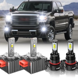CHUSYYRAY For GMC Sierra 2500 3500 HD 2016-2018 2019 Combo LED Headlight Bulbs + Fog Light