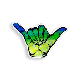 Mahi Fish Scale Hang Loose Shaka Sticker Sign Symbol Beach Surf Cup Cooler Laptop Vinyl Decal Graphic