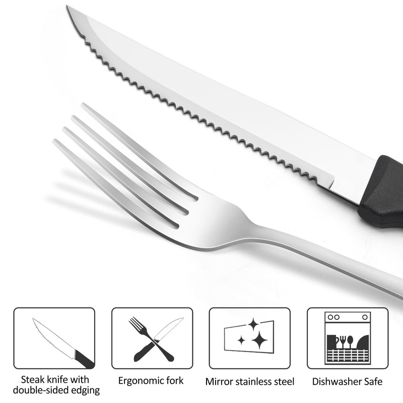 Targzier 24-Piece Steak Knife and Dinner Forks Set, Stainless Steel
