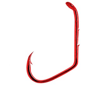 Matzuo Sickle Baitholder Offset Down Eye Hook, Red Chrome, 1