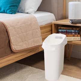 ROYFACC Small Trash Can Plastic Bathroom Wastebasket 3.2 Gallon Slim Garbage Container Bin with Handle for Home Kitchen Bathroom Bedroom Office, 2 Pack (White)
