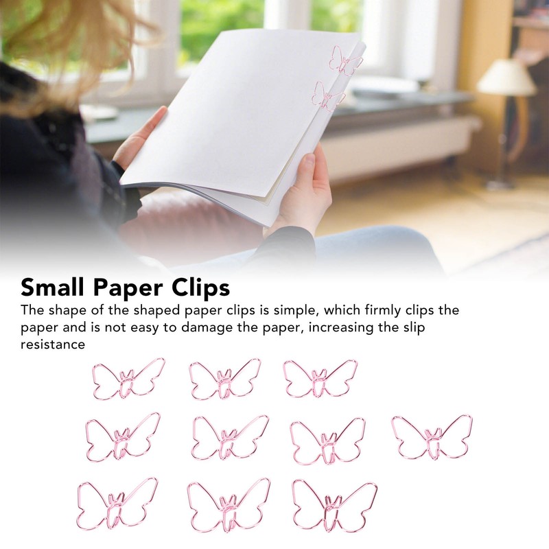 100 Pcs Shaped Paper Clips Pink Butterflies Shape Metal Cute