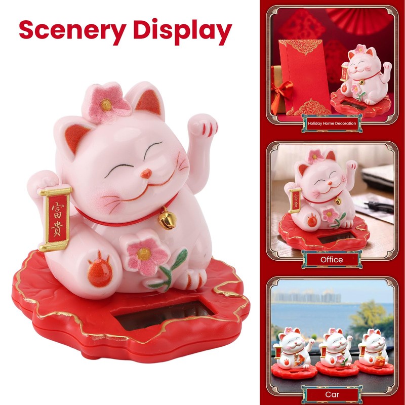 Sunicon Solar Powered Lucky Cat, ABS Solar Powered Light Induction