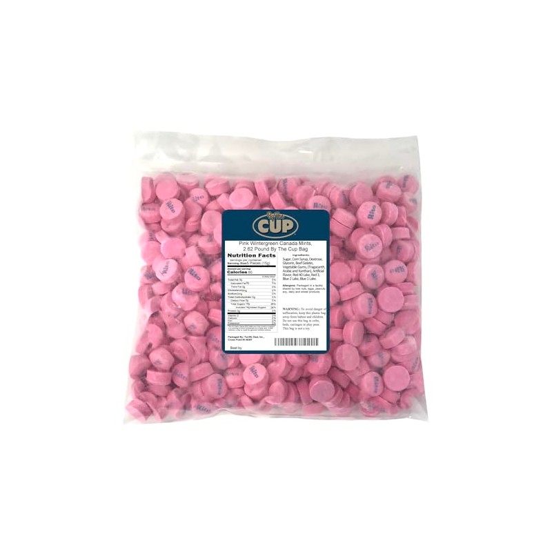 By The Cup Pink Wintergreen Canada Mints, 2.62 lb Bulk