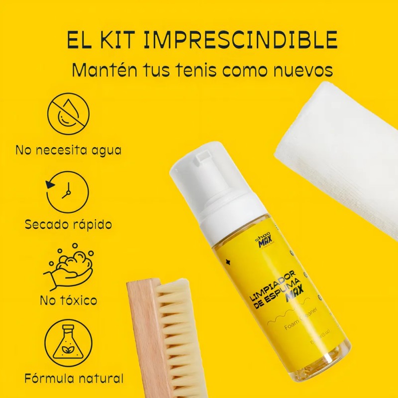 Kit De Limpieza Para Tenis Con Espuma Limpiadora Shoomax