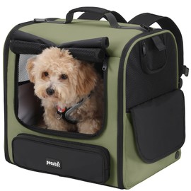 Pecute Large Space Cat Carrier Backpack Pet Carrier for Cats & Small Dogs, Ventilated & Sturdy Pet Dog Backpack for Hiking, Camping, Travel- Lightweight, Ergonomic Design, Dark Green