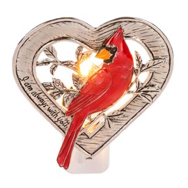 Ganz Midwest Decorative Cardinal Bird Accent with Heart for Hallway Bedroom Bathroom Plug in Memorial Night Light Bright Red and Silver Always with You