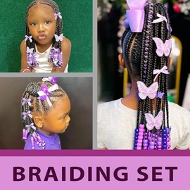 100PCS Gradient Hair Beads for Braids Satin Small Hair Bows Embroidery Butterfly Hair Clips Y2K Hair Accessories for Kids Girls