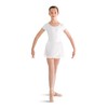 Bloch Dance Girls Prisha Short Sleeve Leotard Dress, White, Size