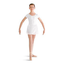 Bloch Dance Girls Prisha Short Sleeve Leotard Dress, White, Size 8-10