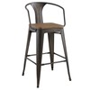Modway Promenade Industrial Modern Steel Bistro Bar Stool with Arms